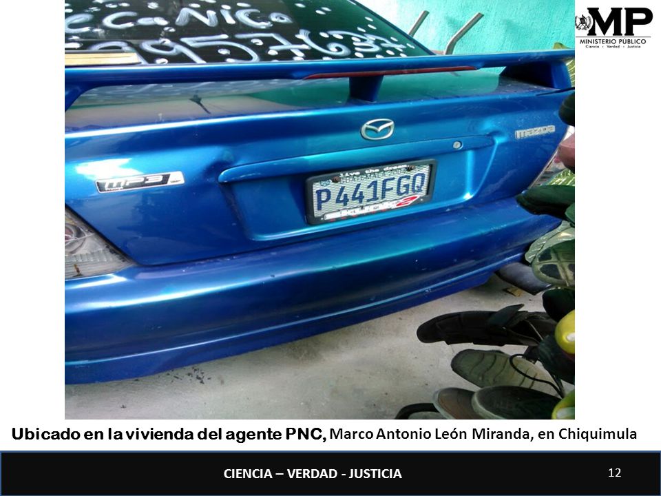 Ubicado en la vivienda del agente PNC, Marco Antonio León Miranda, en Chiquimula