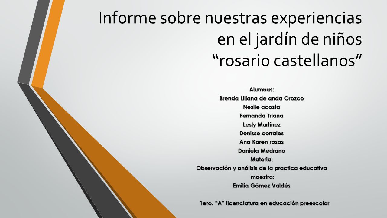 Informe sobre nuestras experiencias en el jardín de niños rosario castellanos