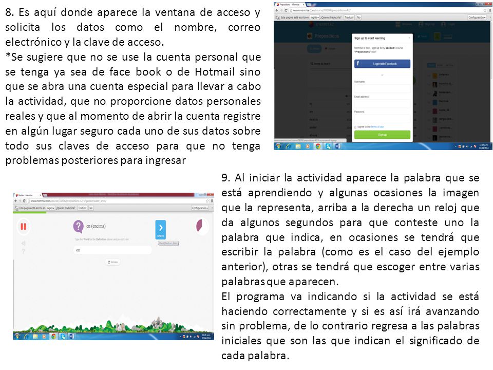 8. Es aquí donde aparece la ventana de acceso y solicita los datos como el nombre, correo electrónico y la clave de acceso.
