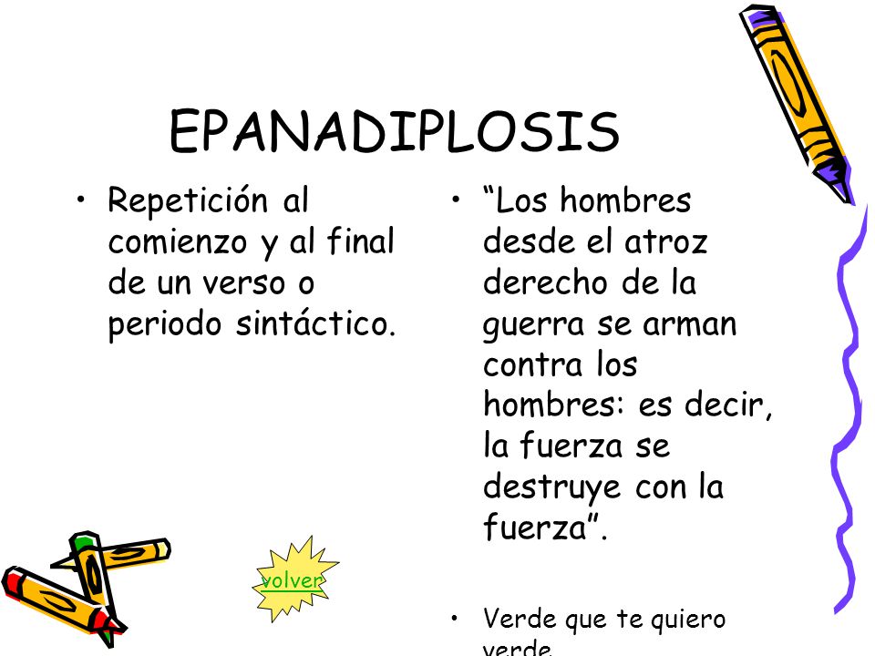 EPANADIPLOSIS Repetición al comienzo y al final de un verso o periodo sintáctico.