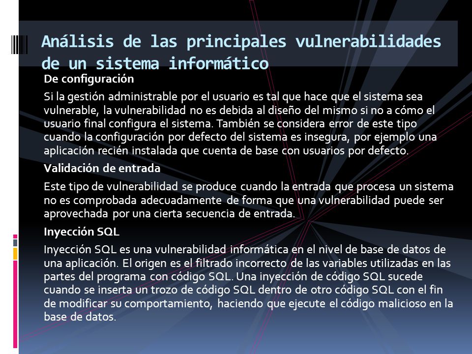 Análisis de las principales vulnerabilidades de un sistema informático