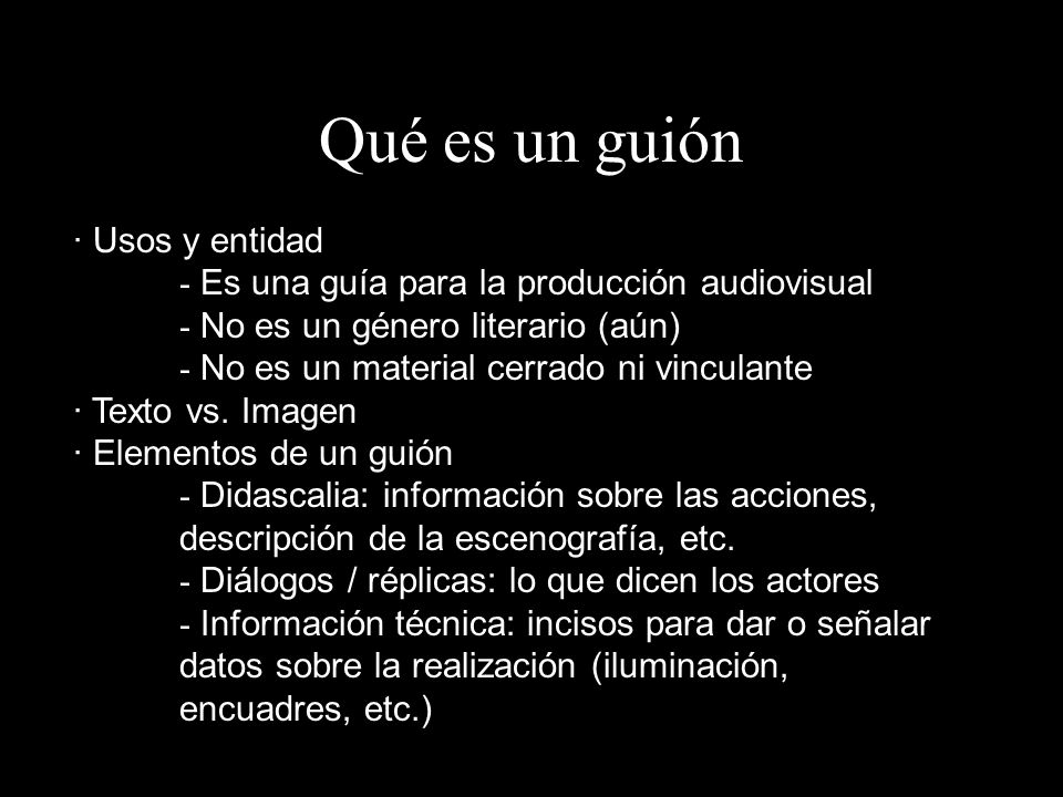 Qué es un guión · Usos y entidad
