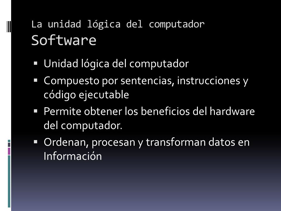 La unidad lógica del computador Software
