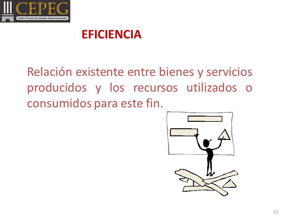 EFICIENCIA Relación existente entre bienes y servicios producidos y los recursos utilizados o consumidos para este fin.