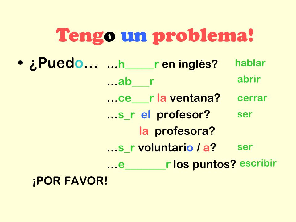 Tengo un problema! ¿Puedo… …h_____r en inglés …ab___r