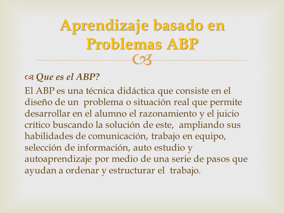 Aprendizaje basado en Problemas ABP