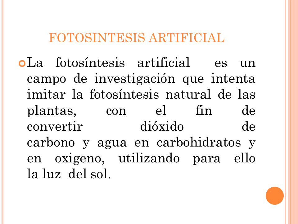 FOTOSINTESIS ARTIFICIAL