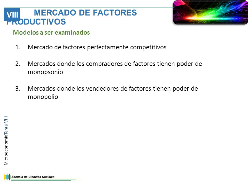 MERCADO DE FACTORES PRODUCTIVOS VIII