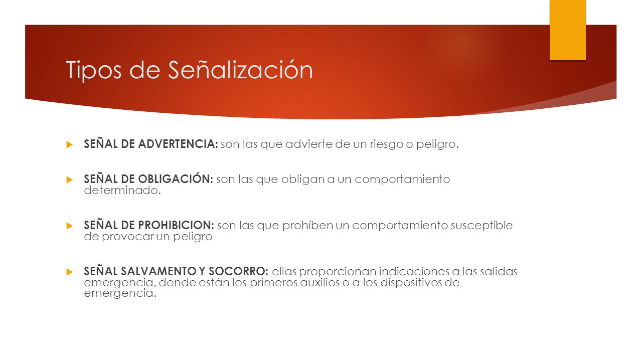 Tipos de Señalización SEÑAL DE ADVERTENCIA: son las que advierte de un riesgo o peligro.