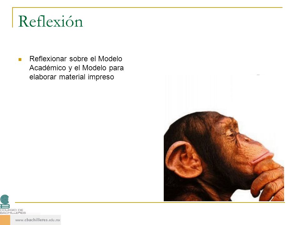 Reflexión Reflexionar sobre el Modelo Académico y el Modelo para elaborar material impreso