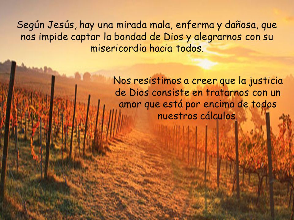 Según Jesús, hay una mirada mala, enferma y dañosa, que nos impide captar la bondad de Dios y alegrarnos con su misericordia hacia todos.