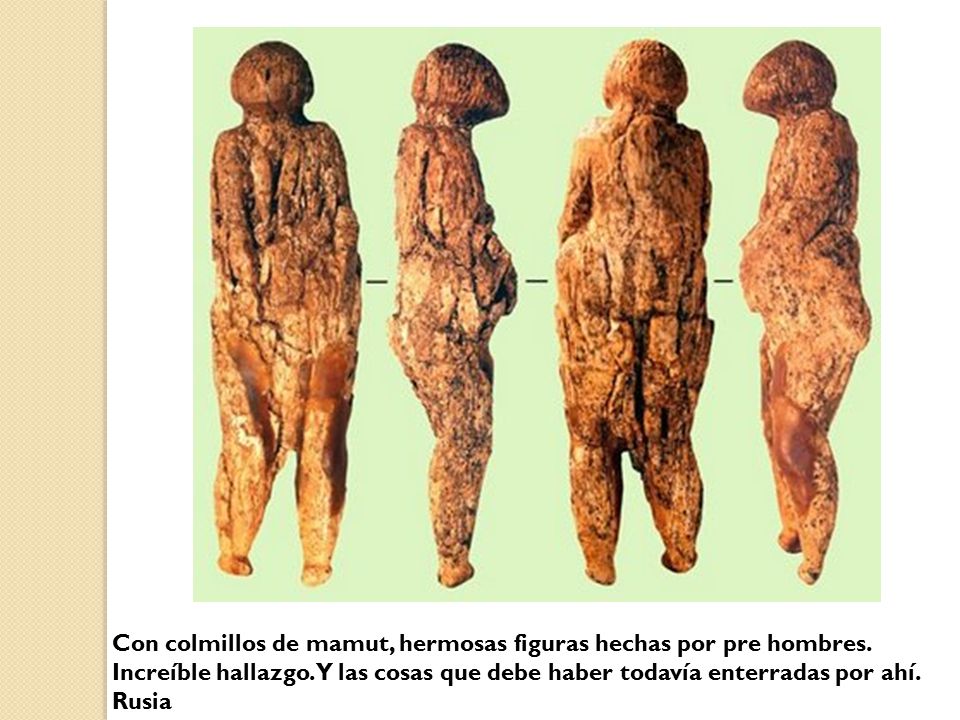 Con colmillos de mamut, hermosas figuras hechas por pre hombres
