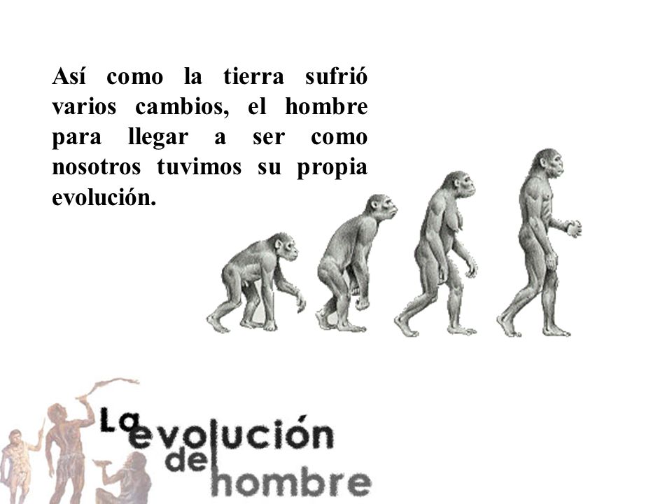 Así como la tierra sufrió varios cambios, el hombre para llegar a ser como nosotros tuvimos su propia evolución.