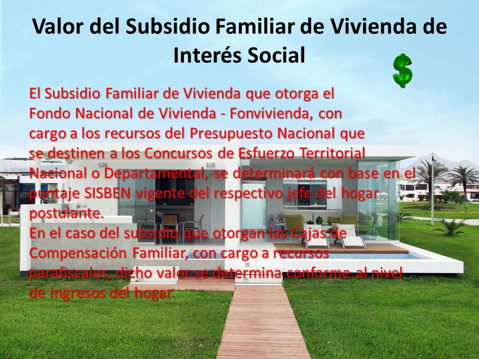 Valor del Subsidio Familiar de Vivienda de Interés Social