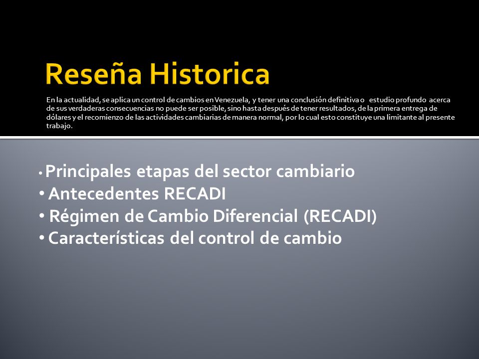 Reseña Historica Antecedentes RECADI