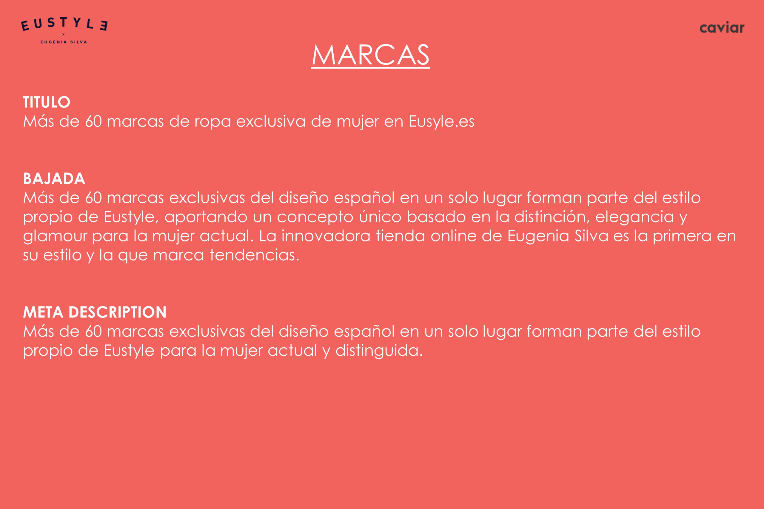 MARCAS TITULO Más de 60 marcas de ropa exclusiva de mujer en Eusyle.es