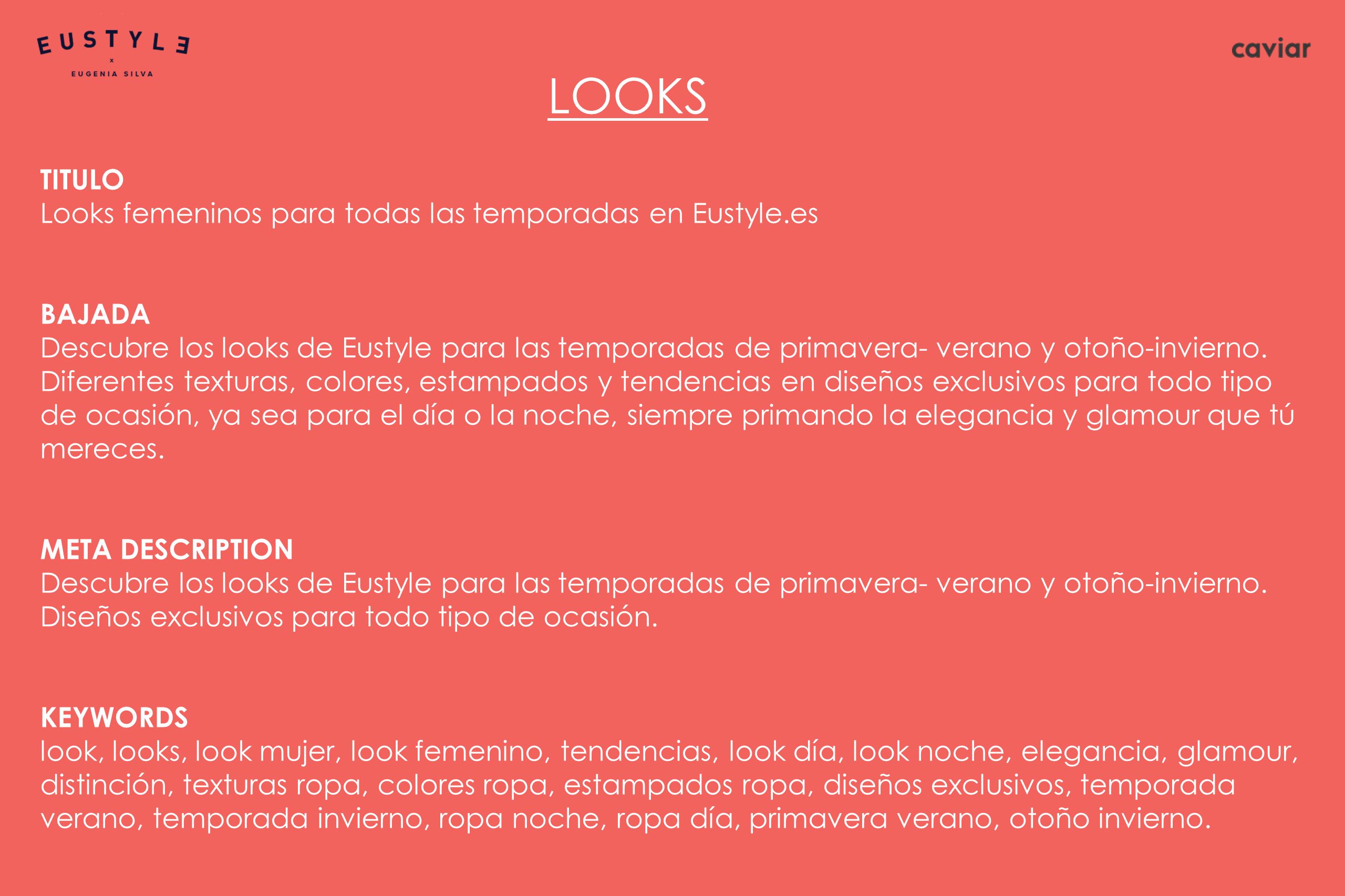 LOOKS TITULO Looks femeninos para todas las temporadas en Eustyle.es