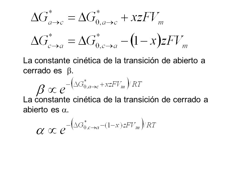 La constante cinética de la transición de abierto a cerrado es .