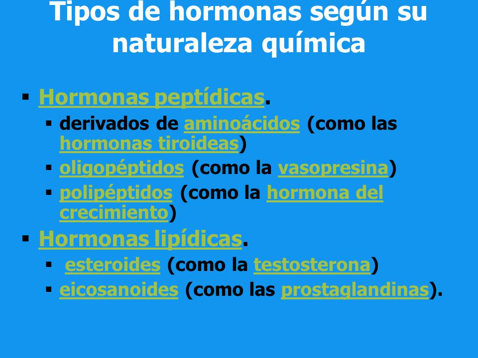 Tipos de hormonas según su naturaleza química