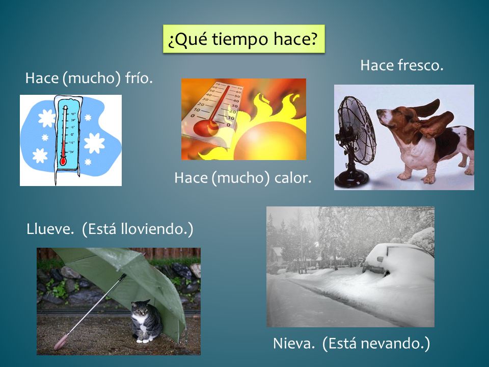 ¿Qué tiempo hace Hace fresco. Hace (mucho) frío. Hace (mucho) calor.
