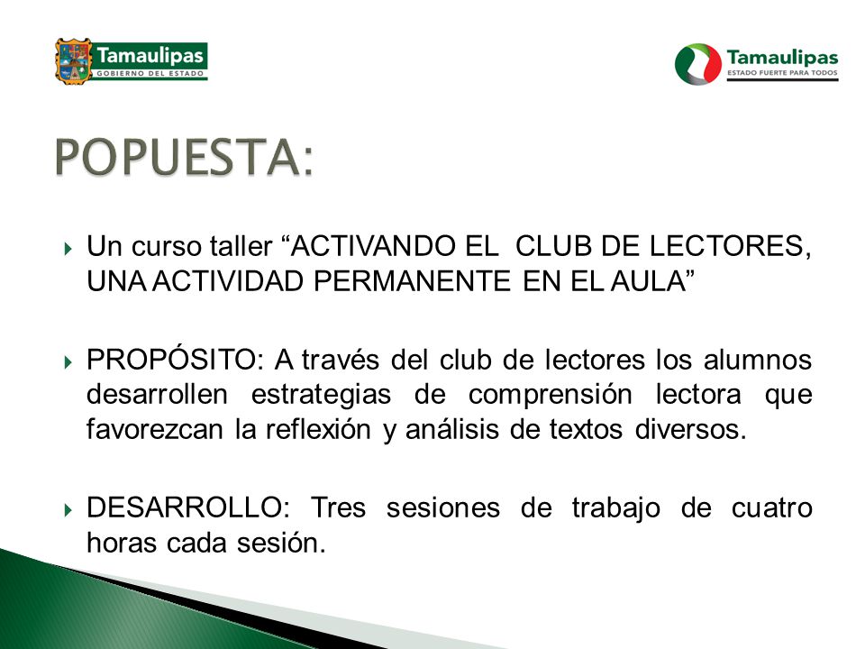 POPUESTA: Un curso taller ACTIVANDO EL CLUB DE LECTORES, UNA ACTIVIDAD PERMANENTE EN EL AULA