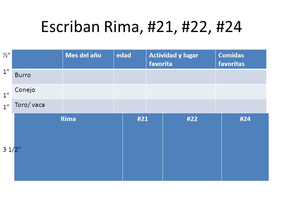 Escriban Rima, #21, #22, #24 ½ Mes del año edad