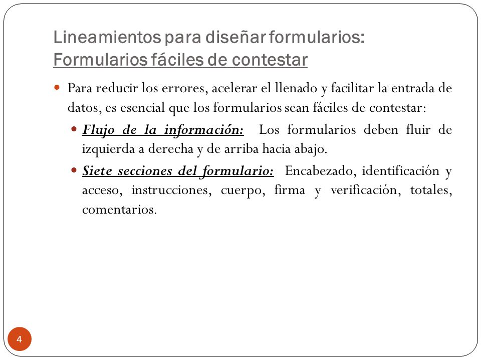 Lineamientos para diseñar formularios: Formularios fáciles de contestar