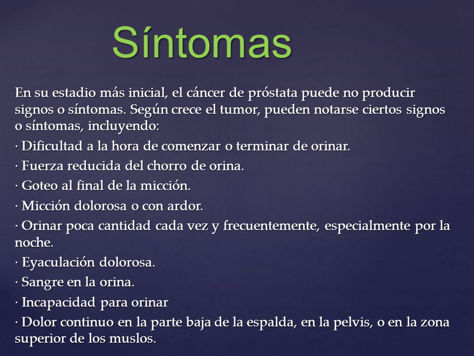 Sintomas del cancer de prostata inicial