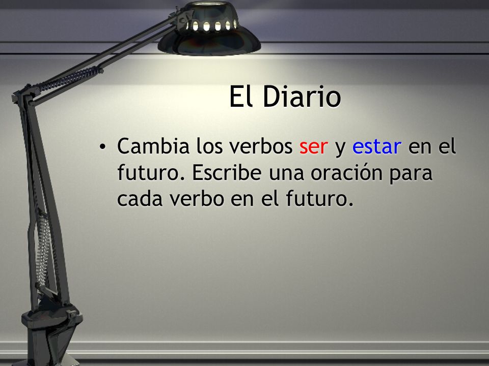 El Diario Cambia los verbos ser y estar en el futuro.