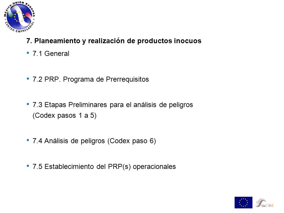 7. Planeamiento y realización de productos inocuos