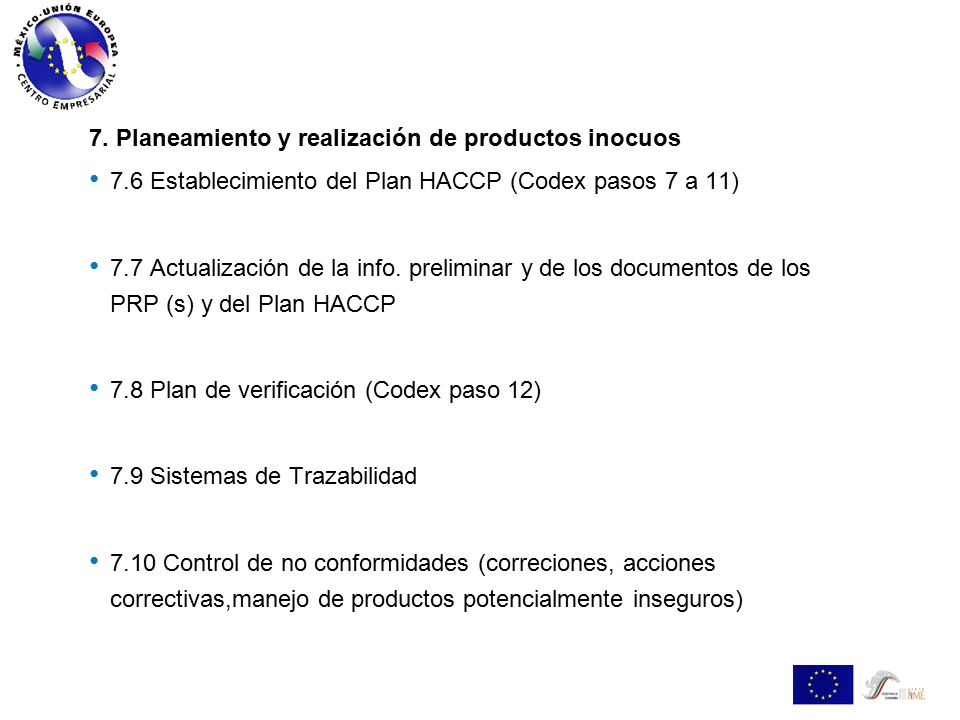7. Planeamiento y realización de productos inocuos