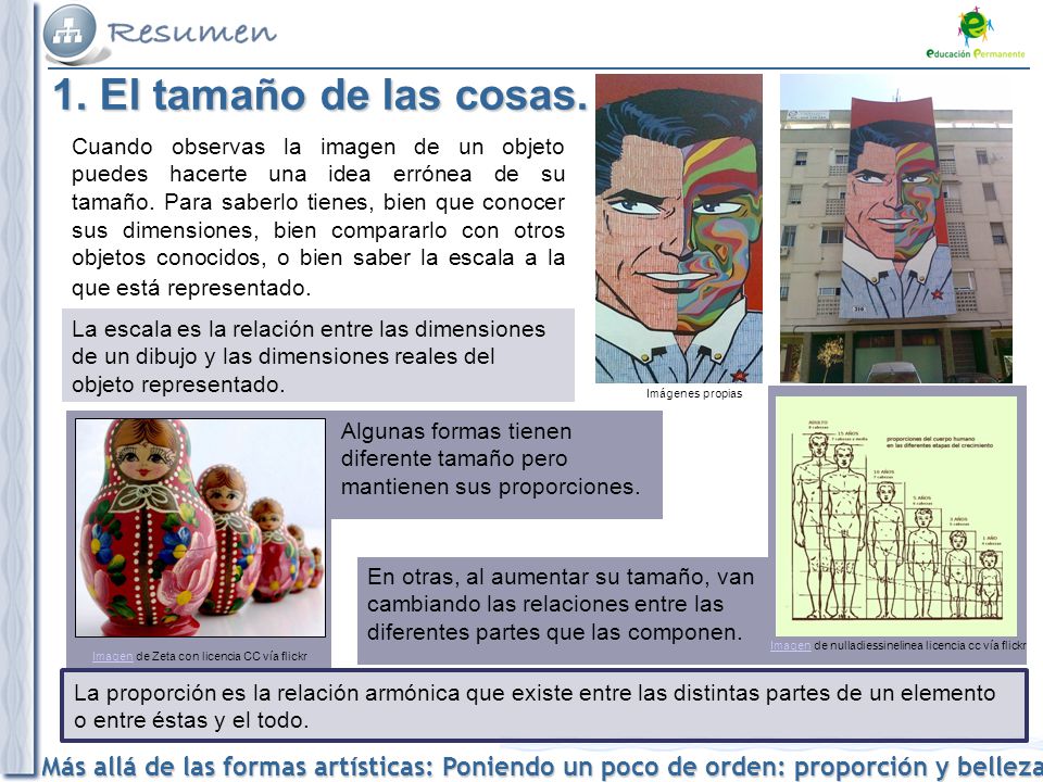 1. El tamaño de las cosas.