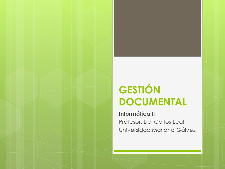 Informática II Profesor: Lic. Carlos Leal Universidad Mariano Gálvez