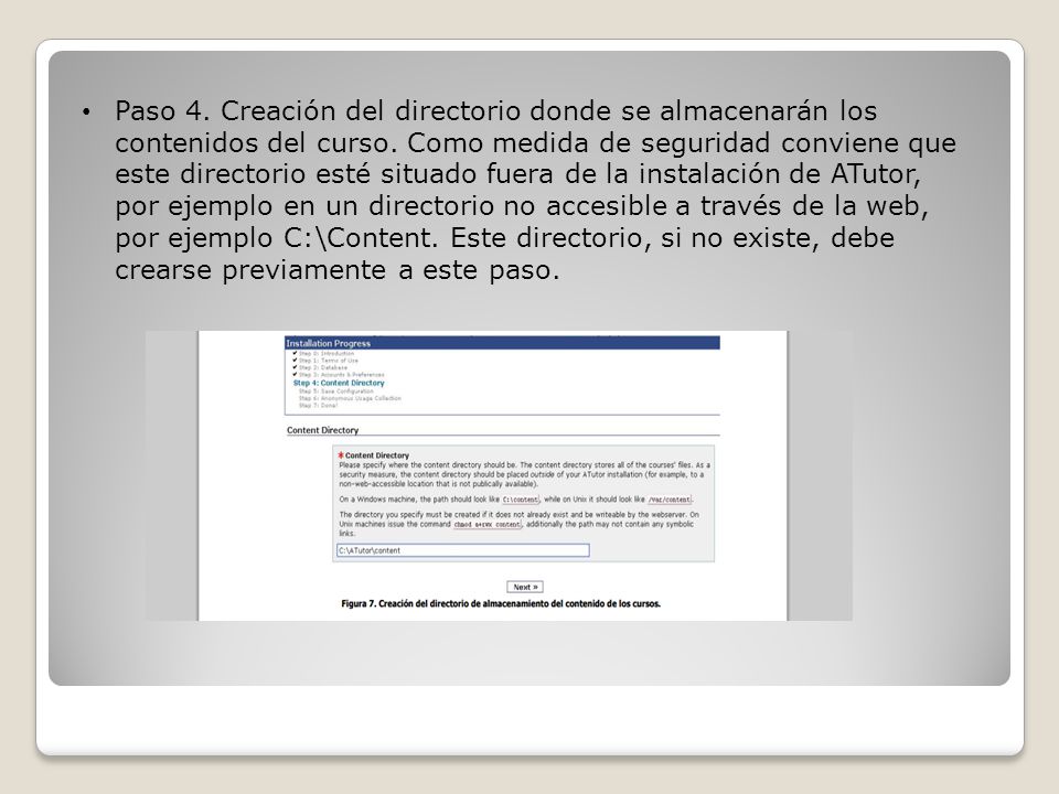 Paso 4. Creación del directorio donde se almacenarán los contenidos del curso.