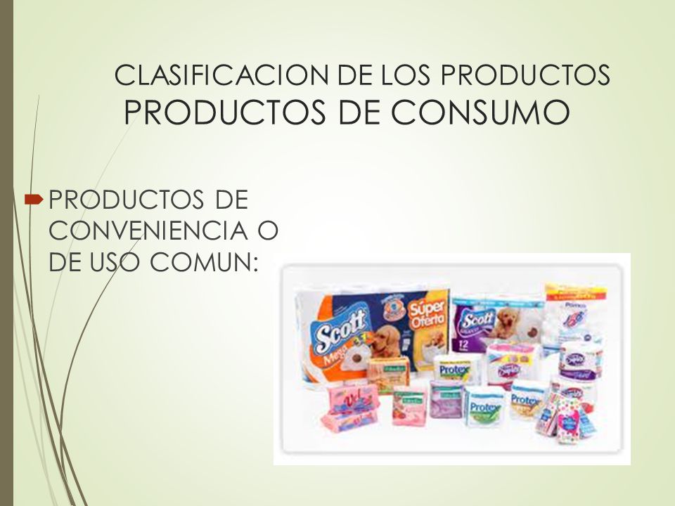 CLASIFICACION DE LOS PRODUCTOS PRODUCTOS DE CONSUMO