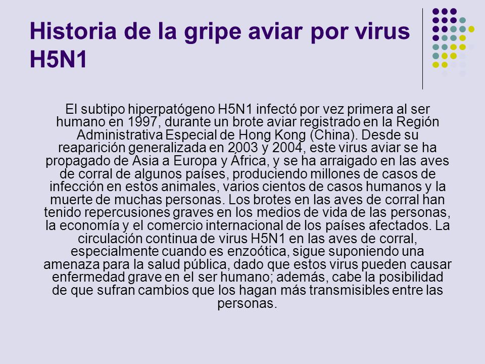 Historia de la gripe aviar por virus H5N1