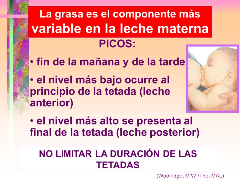 La grasa es el componente más variable en la leche materna PICOS: