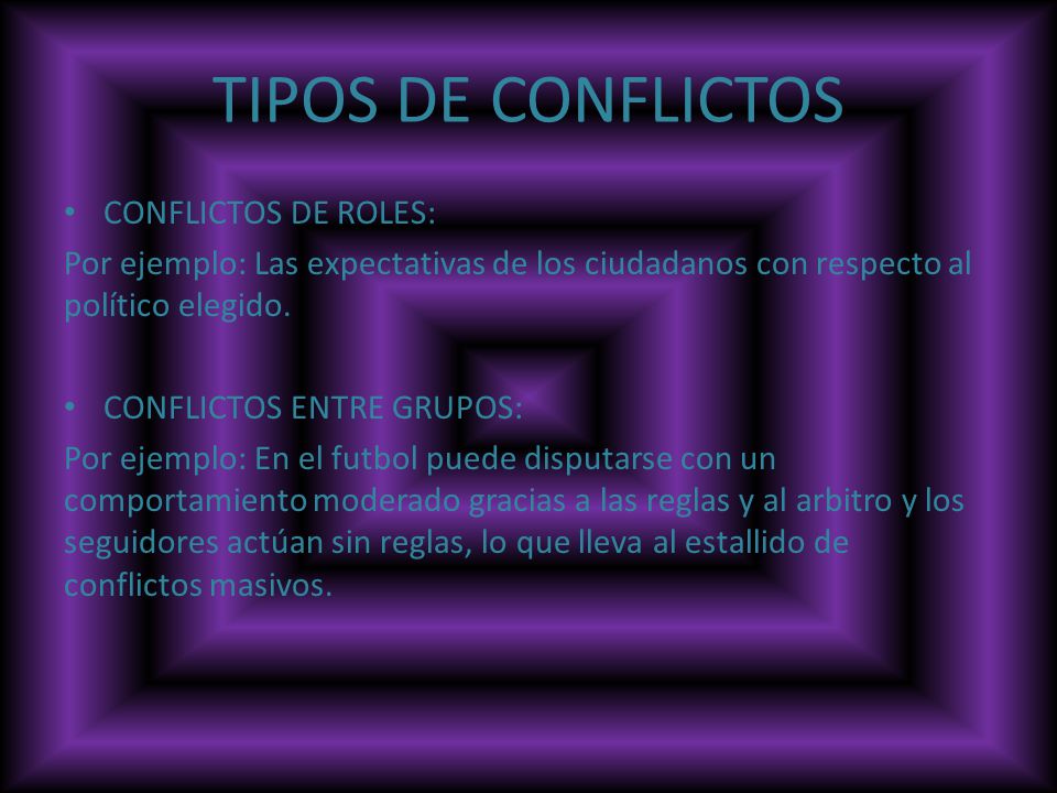TIPOS DE CONFLICTOS CONFLICTOS DE ROLES: