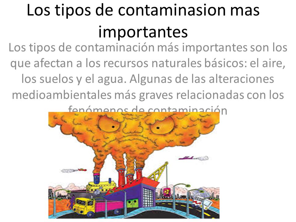 Los tipos de contaminasion mas importantes