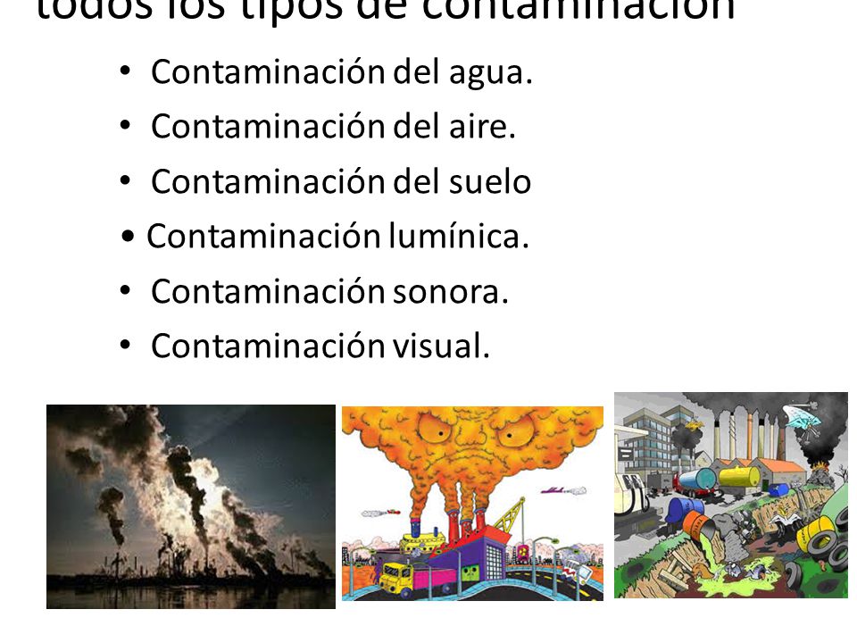 todos los tipos de contaminación
