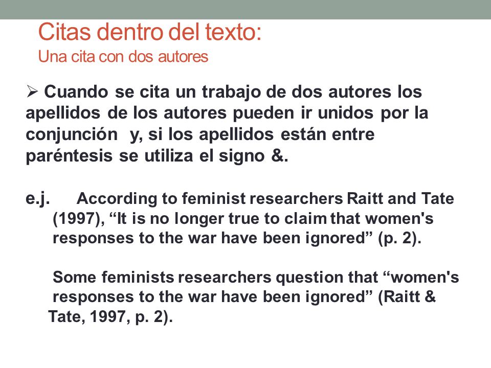 Citas dentro del texto: Una cita con dos autores