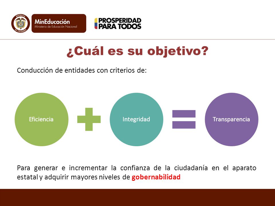 ¿Cuál es su objetivo Conducción de entidades con criterios de:
