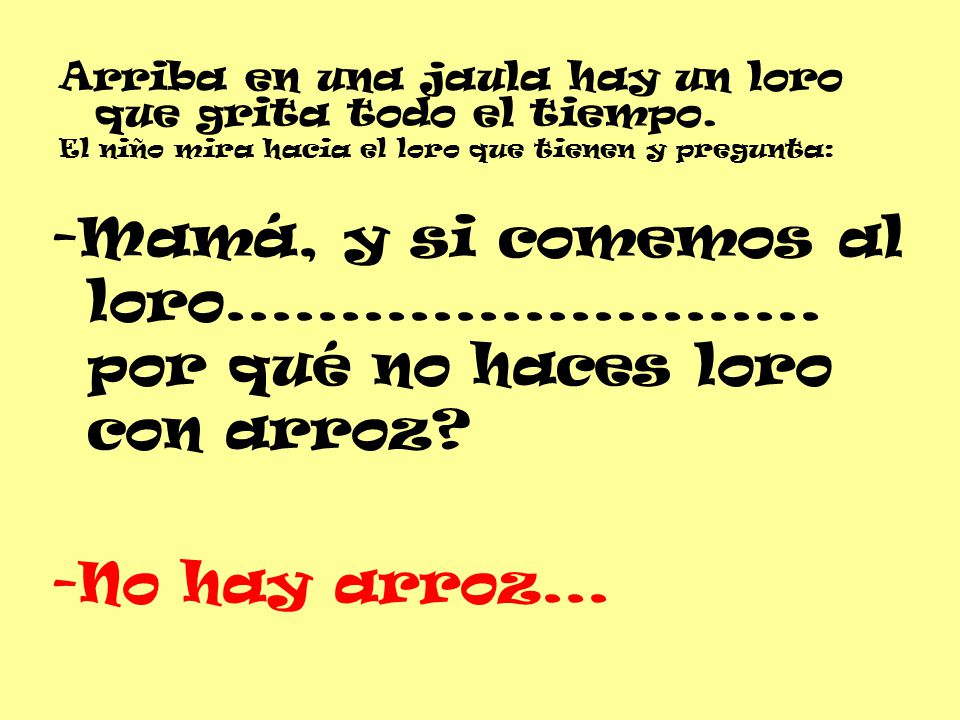 Arriba en una jaula hay un loro que grita todo el tiempo.