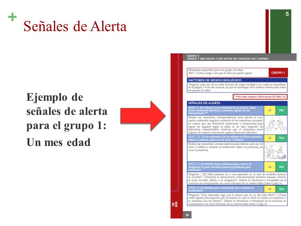 Señales de Alerta Ejemplo de señales de alerta para el grupo 1: