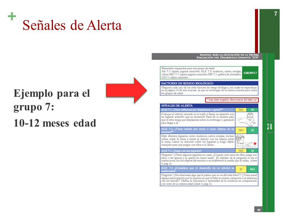 Señales de Alerta Ejemplo para el grupo 7: meses edad