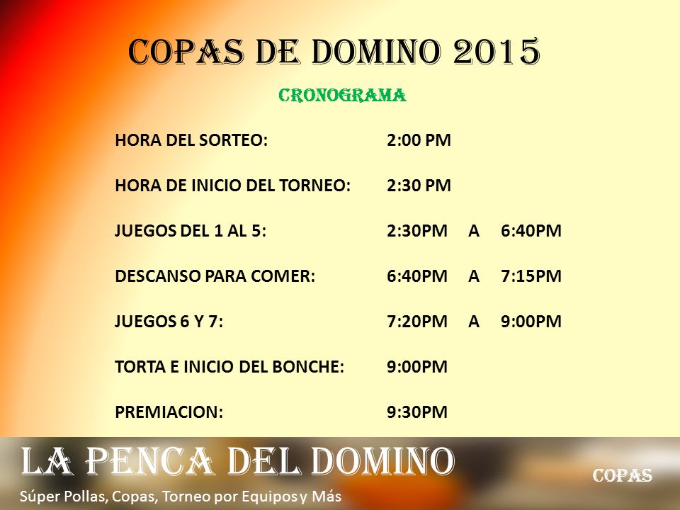 LA PENCA DEL DOMINO copas DE DOMINO 2015 CRONOGRAMA