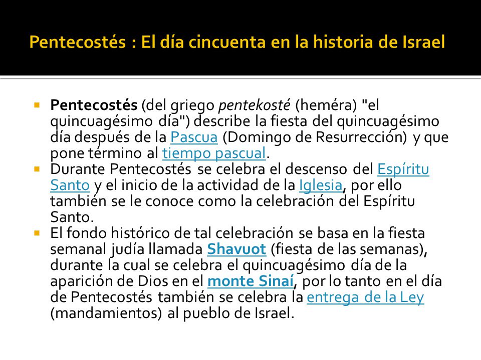 Pentecostés : El día cincuenta en la historia de Israel