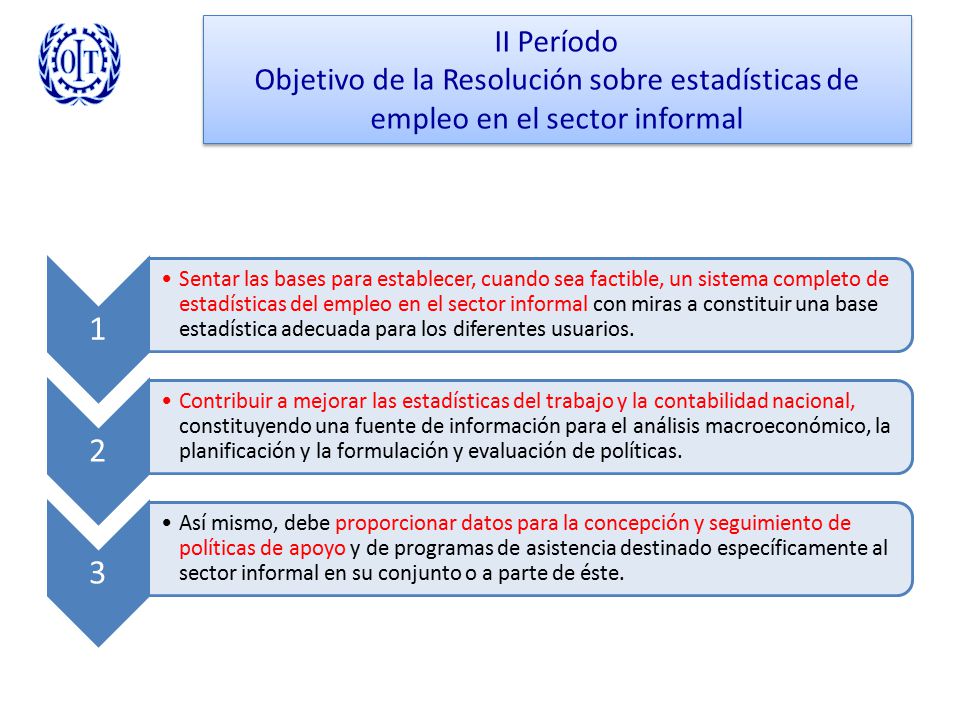 II Período Objetivo de la Resolución sobre estadísticas de empleo en el sector informal. 1.