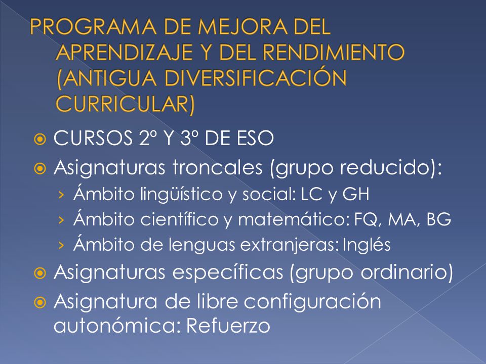 PROGRAMA DE MEJORA DEL APRENDIZAJE Y DEL RENDIMIENTO (ANTIGUA DIVERSIFICACIÓN CURRICULAR)