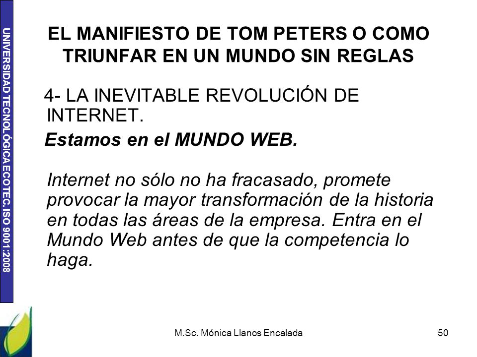 EL MANIFIESTO DE TOM PETERS O COMO TRIUNFAR EN UN MUNDO SIN REGLAS
